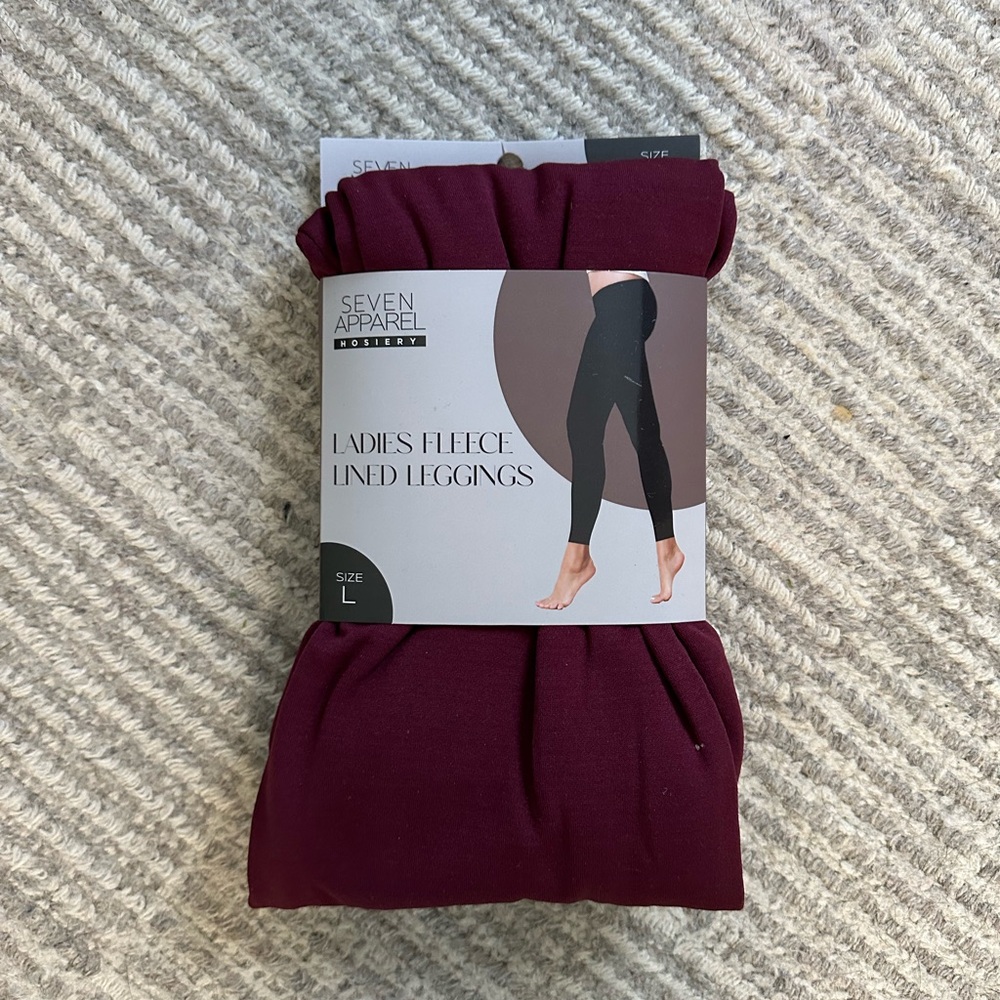 Seven Apparel Burgundy Fleece Lined Leggings